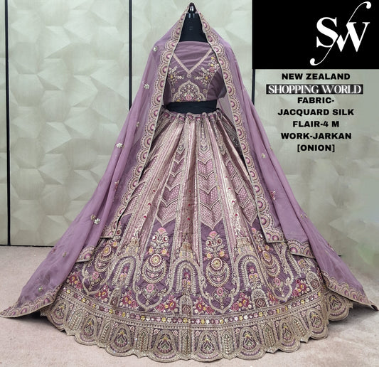 Eye catching purple Jarkan Work Jacquard Silk Lehenga