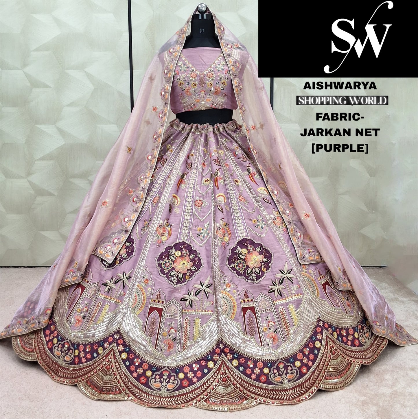 Elegant Sea green Jarkan Net Lehenga