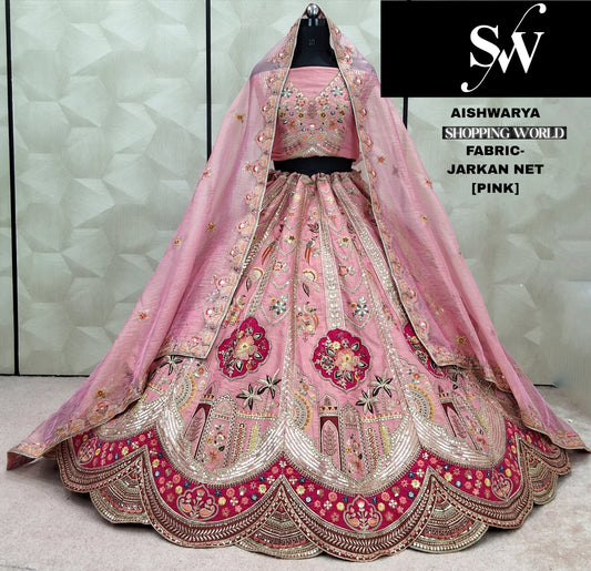 Elegant Sea green Jarkan Net Lehenga