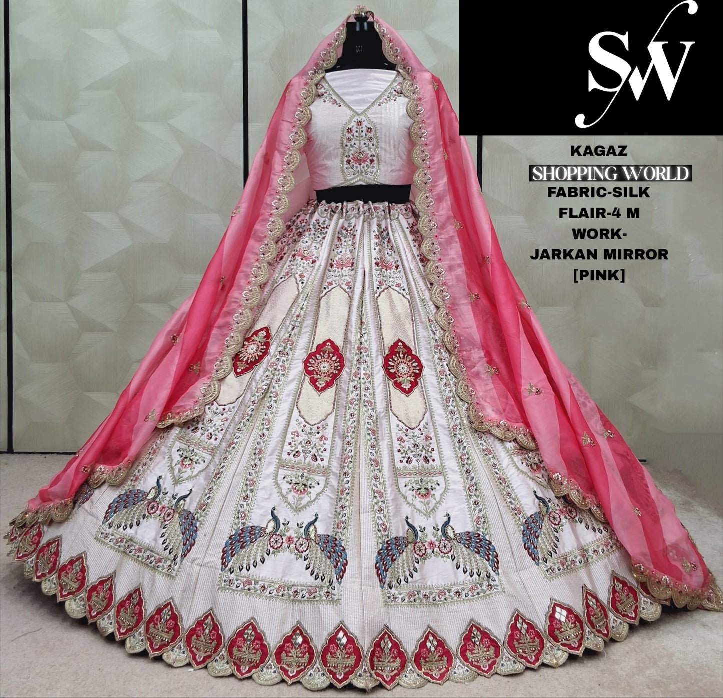 Majestic Hot pink peacock Cosmos Lehenga