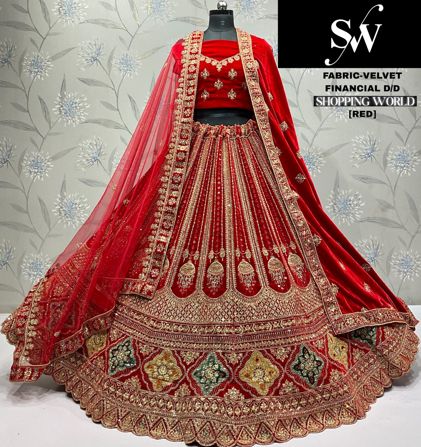 Lovely Rani pink Double duptta Velvet Bridal Lehenga