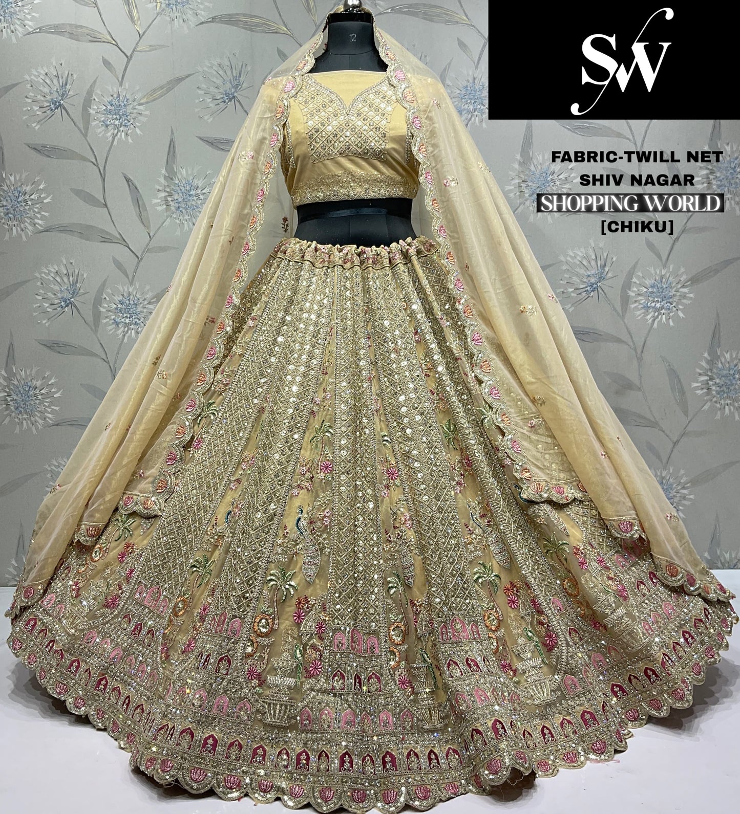 Fabulous Lavender Peacock Twill Net Lehenga