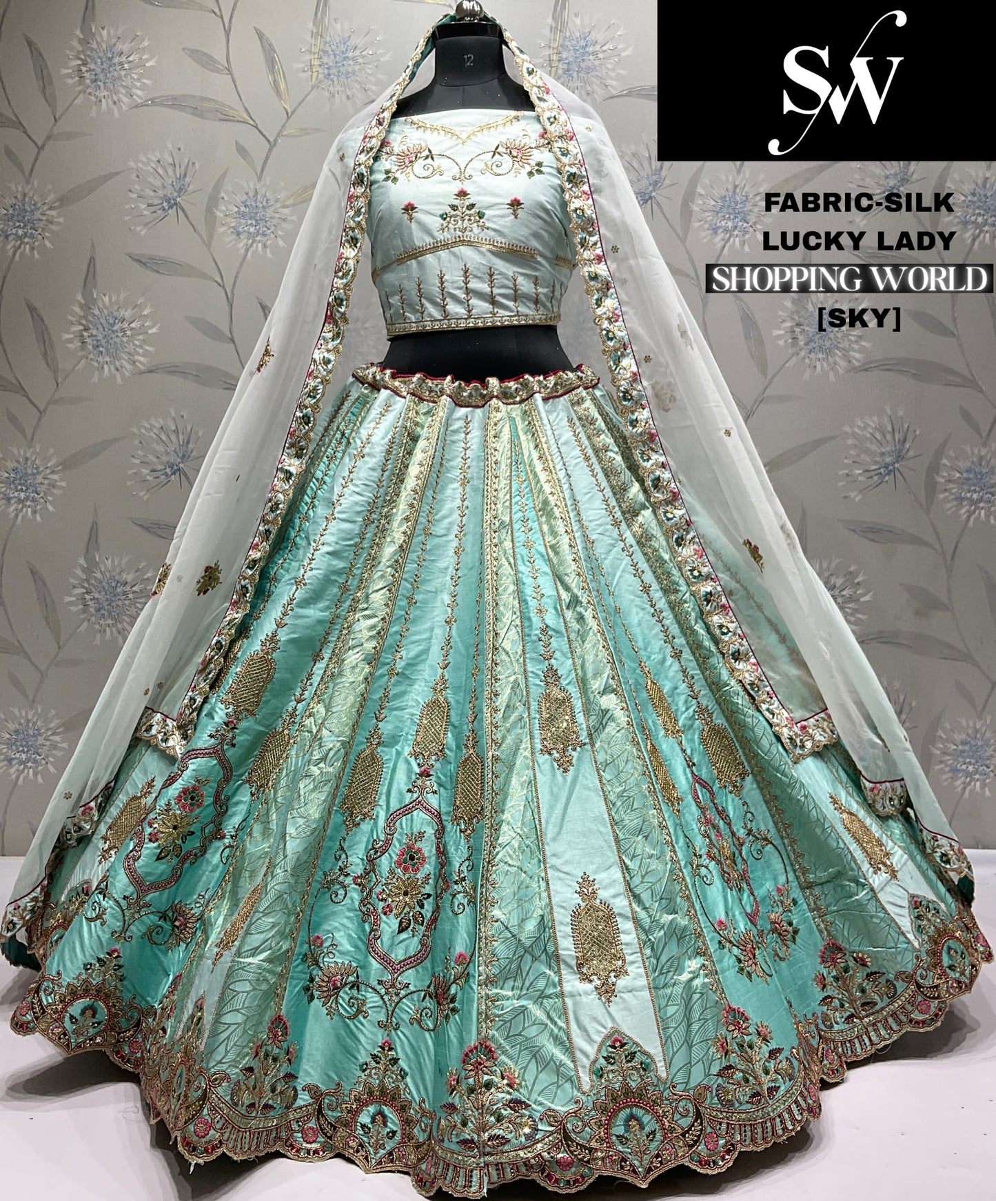 Eye catching pista green Silk Lehenga