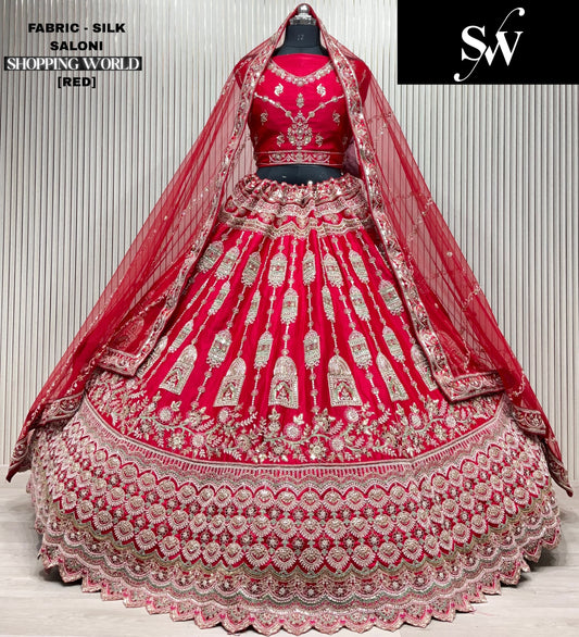 Designer red Silk Bridal Lehenga