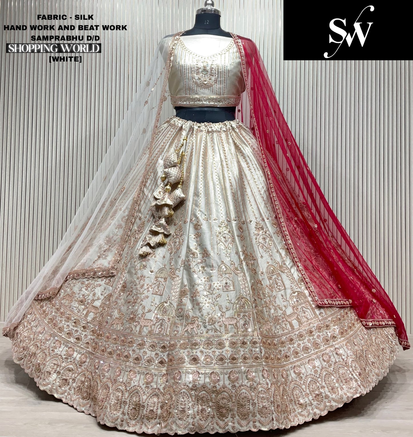 Lavishing pink peacock Silk Bridal Lehenga