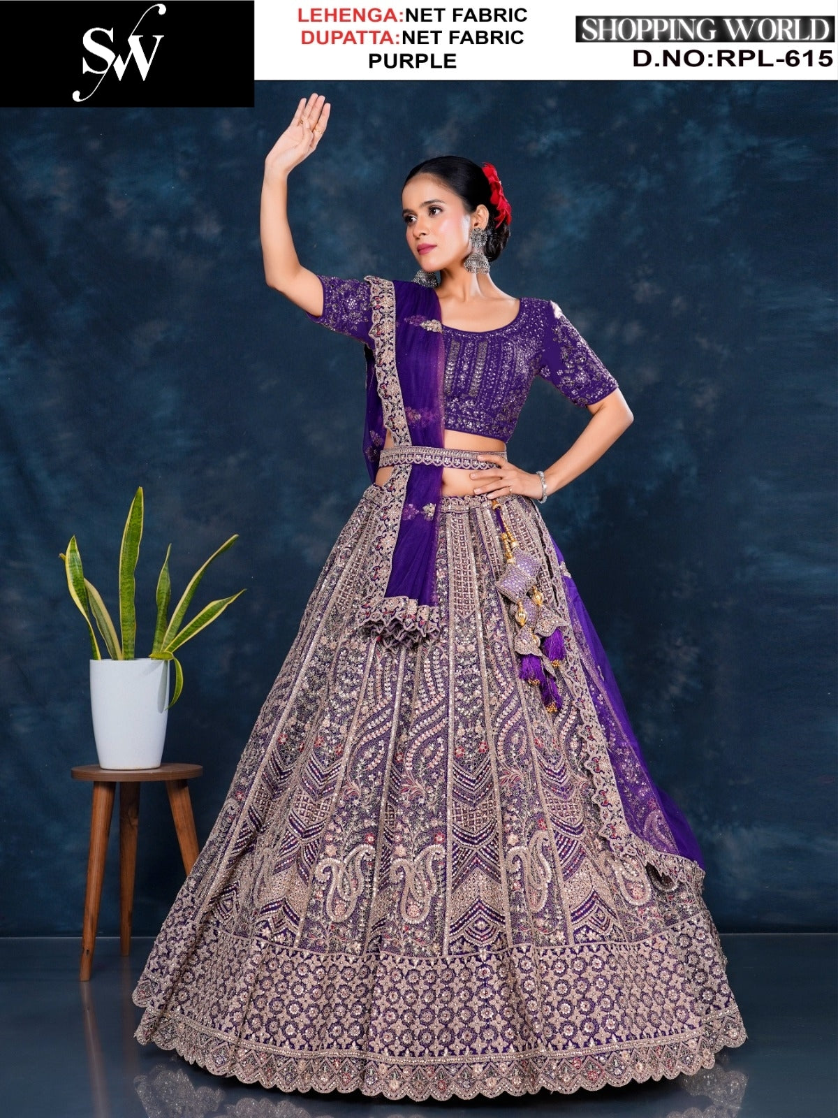 Majestic peacock Red Net Lehenga