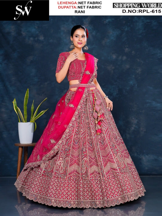 Pleasing Rama green Net Lehenga