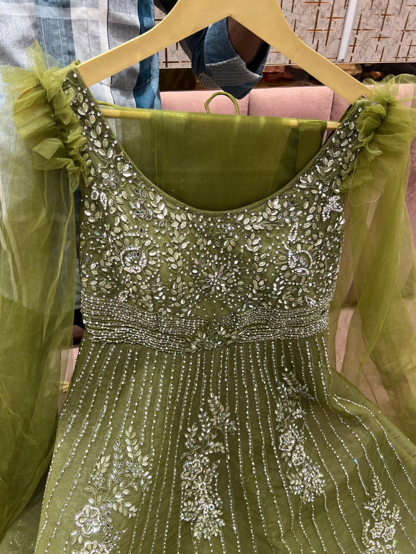 Majestic mehendi Green gown