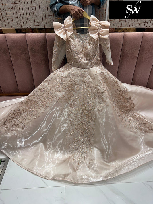 Embellished peach gown