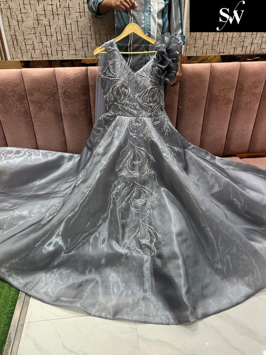 Elegant Grey Sequins gown