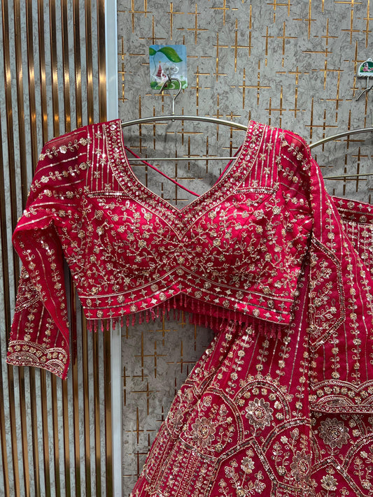Fabulous Hot pink Crop top Lehenga