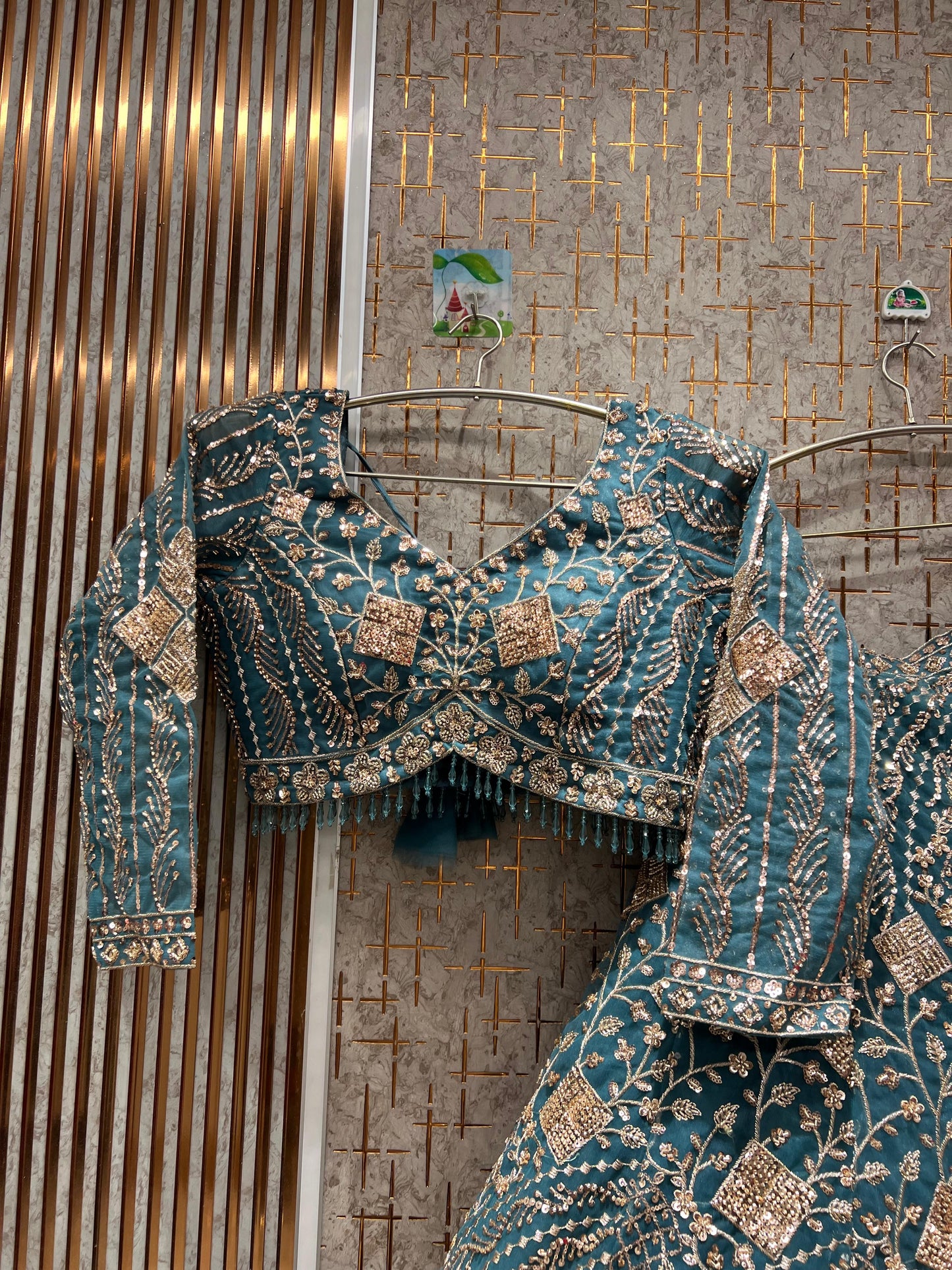 Attractive Sky blue Crop top Lehenga