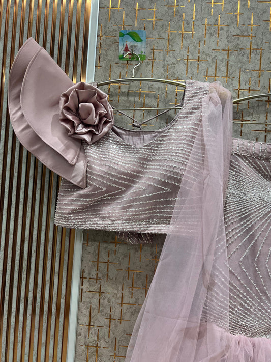 Good looking pink fish cut Crop top Lehenga