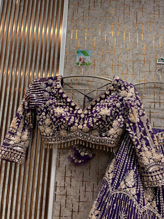 Prettiest purple Crop top Lehenga