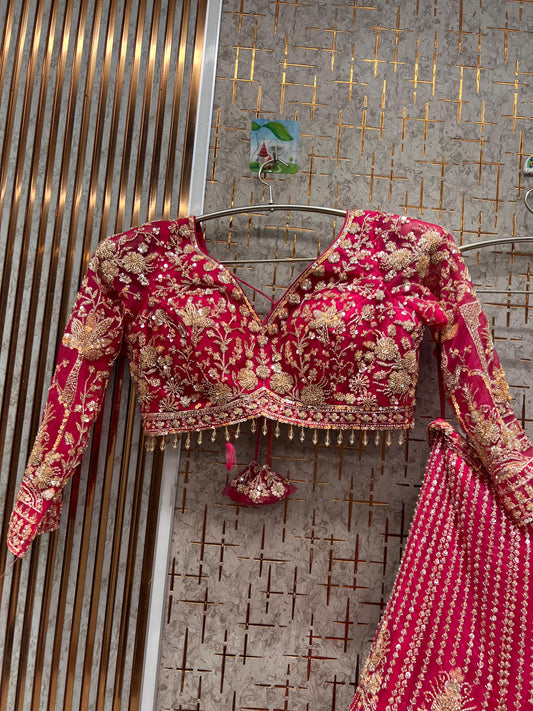 Viral Hot pink Crop top Lehenga