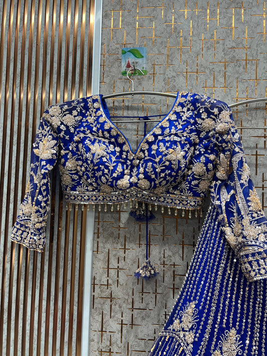 Good looking blue Crop top Lehenga