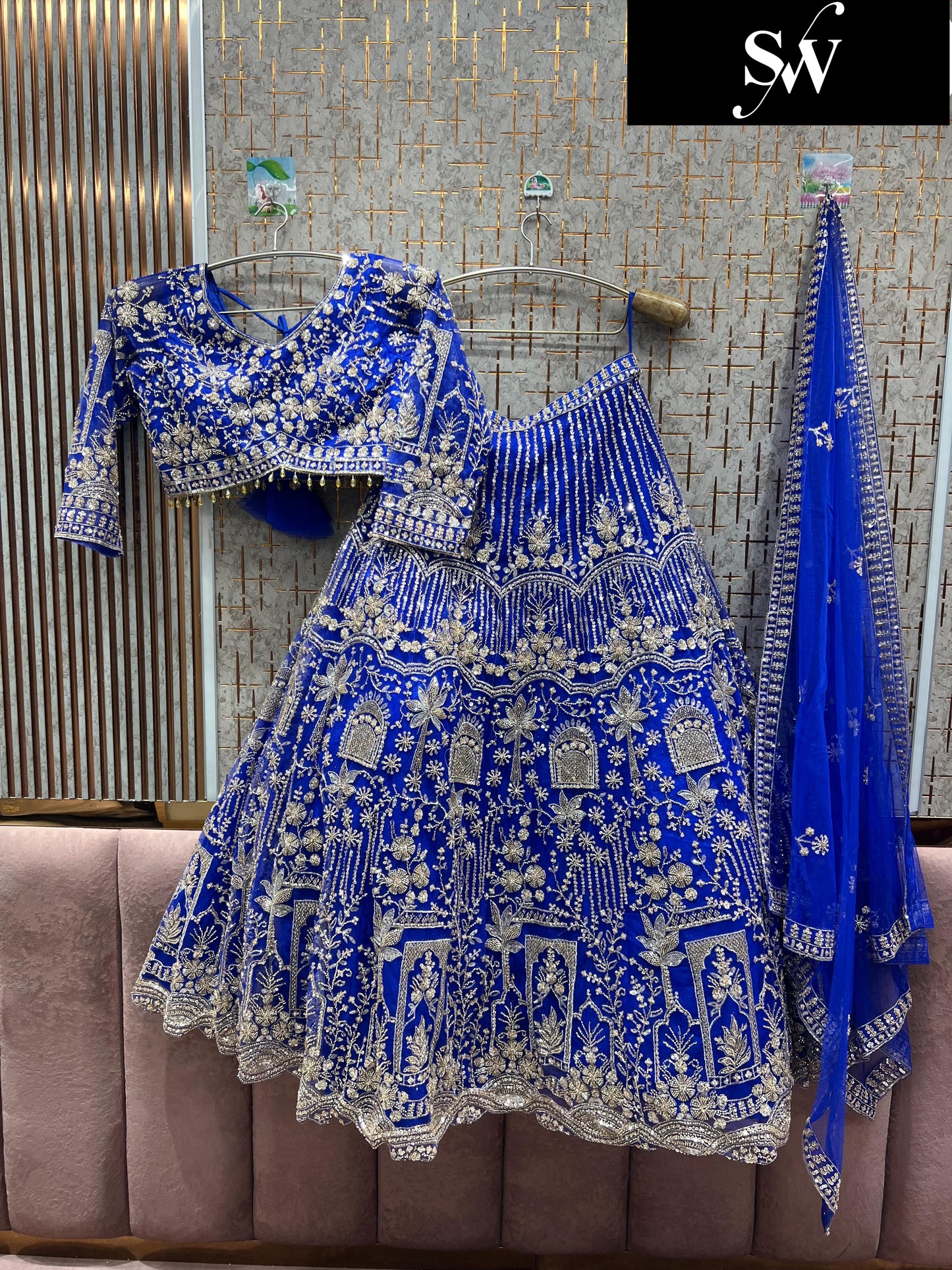 Attractive pink Crop top Lehenga