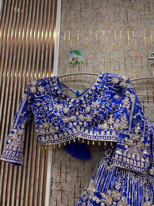 Astonishing blue Crop top Lehenga