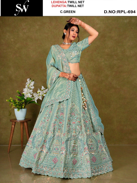 Elegant Lavender Twill Net Lehenga