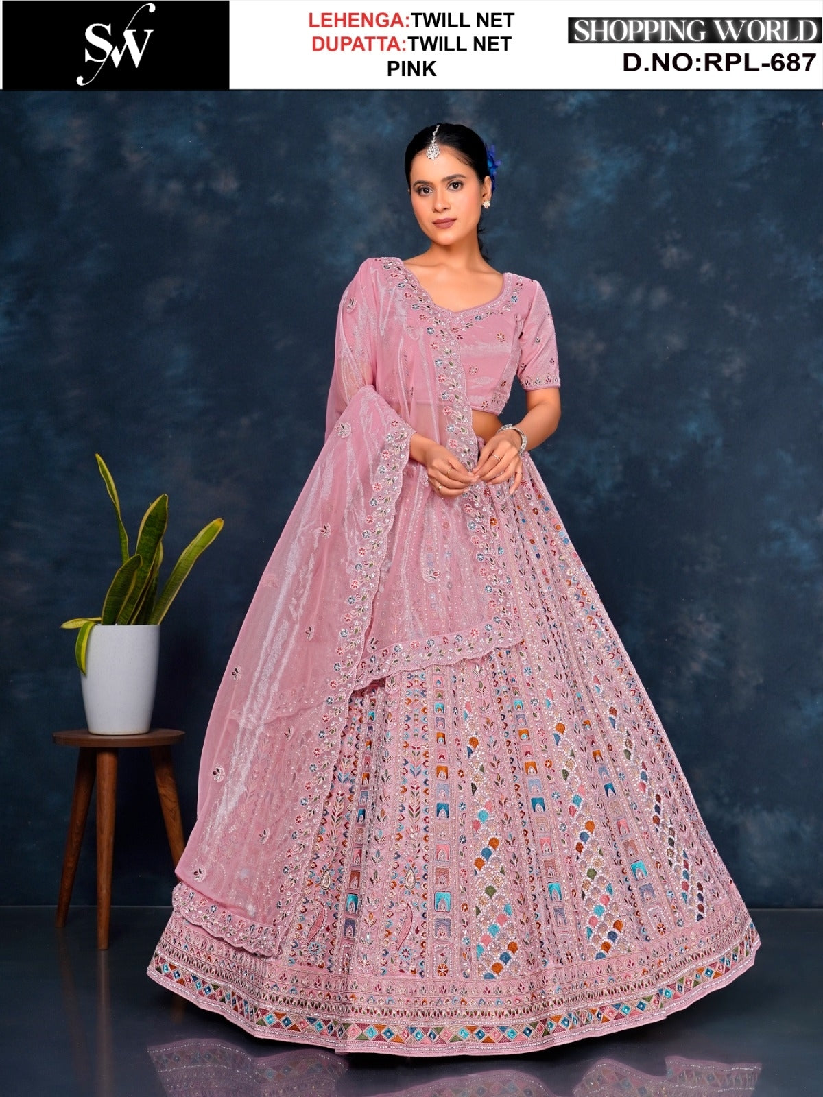 Awesome Lavender Twill Net Lehenga