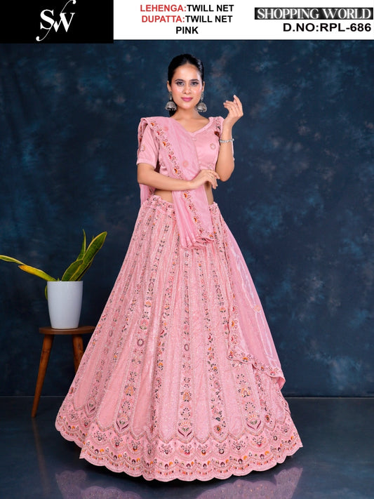 Lovely Lavender Twill Net Lehenga