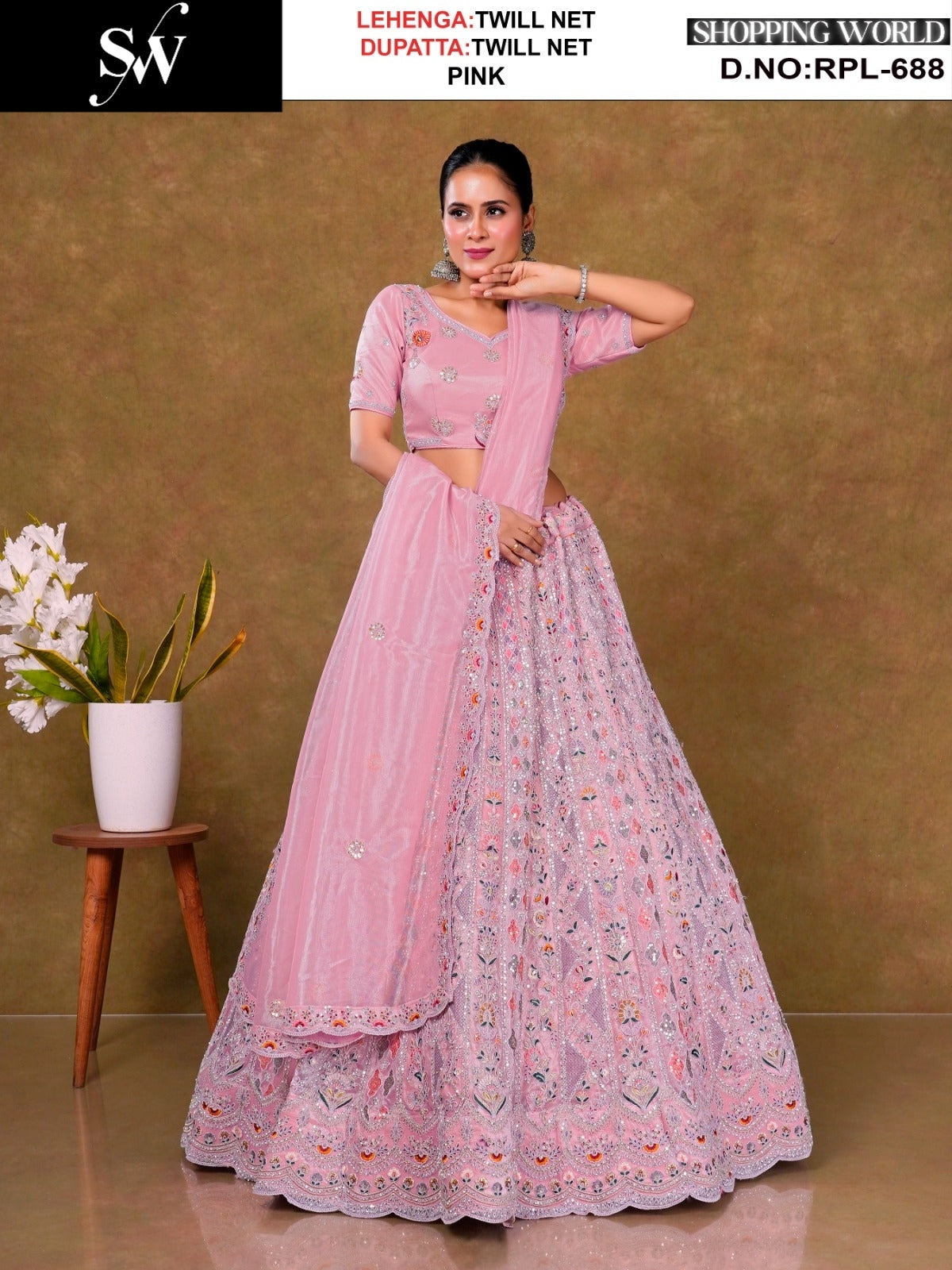 Embellished Sea green blue Twill Net Lehenga