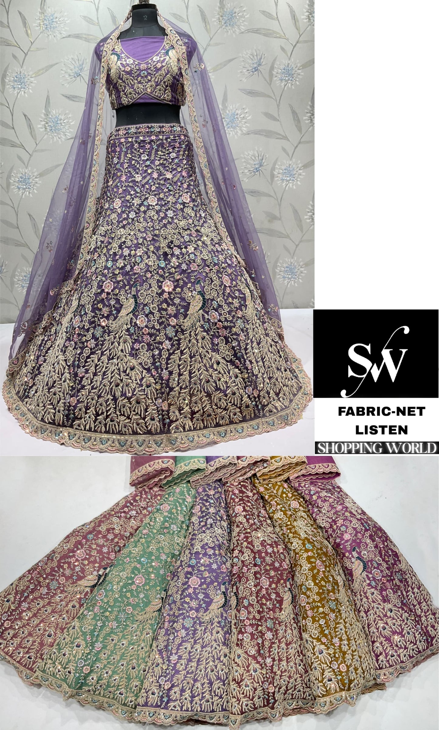 Engaging Lavender purple Net Lehenga