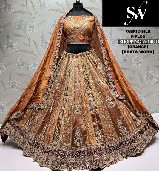 Pleasing orange Silk Lehenga