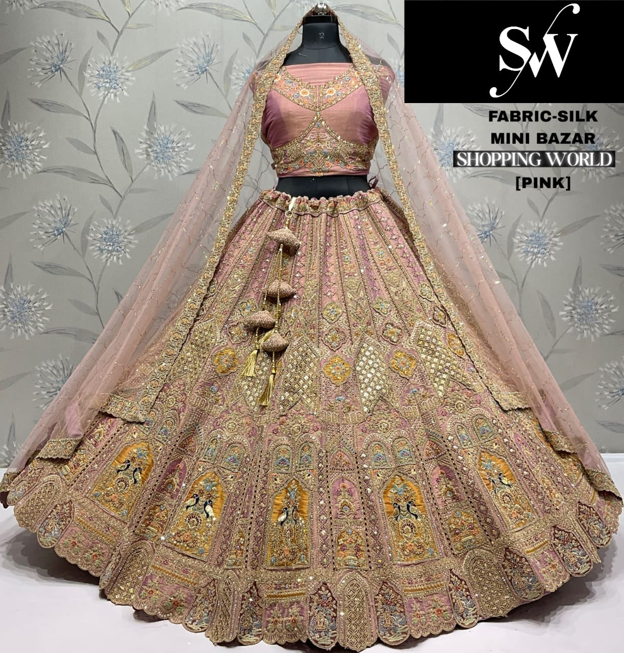 Elegant Chiku golden peacock Lehenga