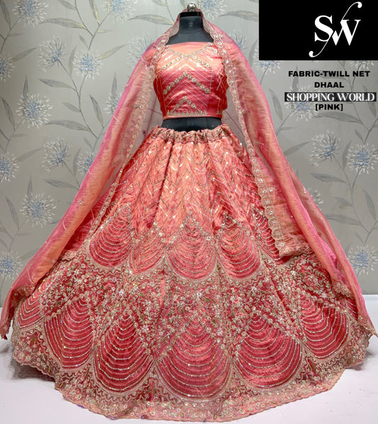 Attractive Pista green Twill Net Lehenga