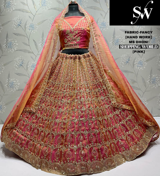 Elegant orange pink Fancy Lehenga