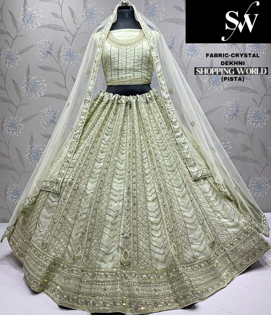 Pleasing pista green Crystal Lehenga