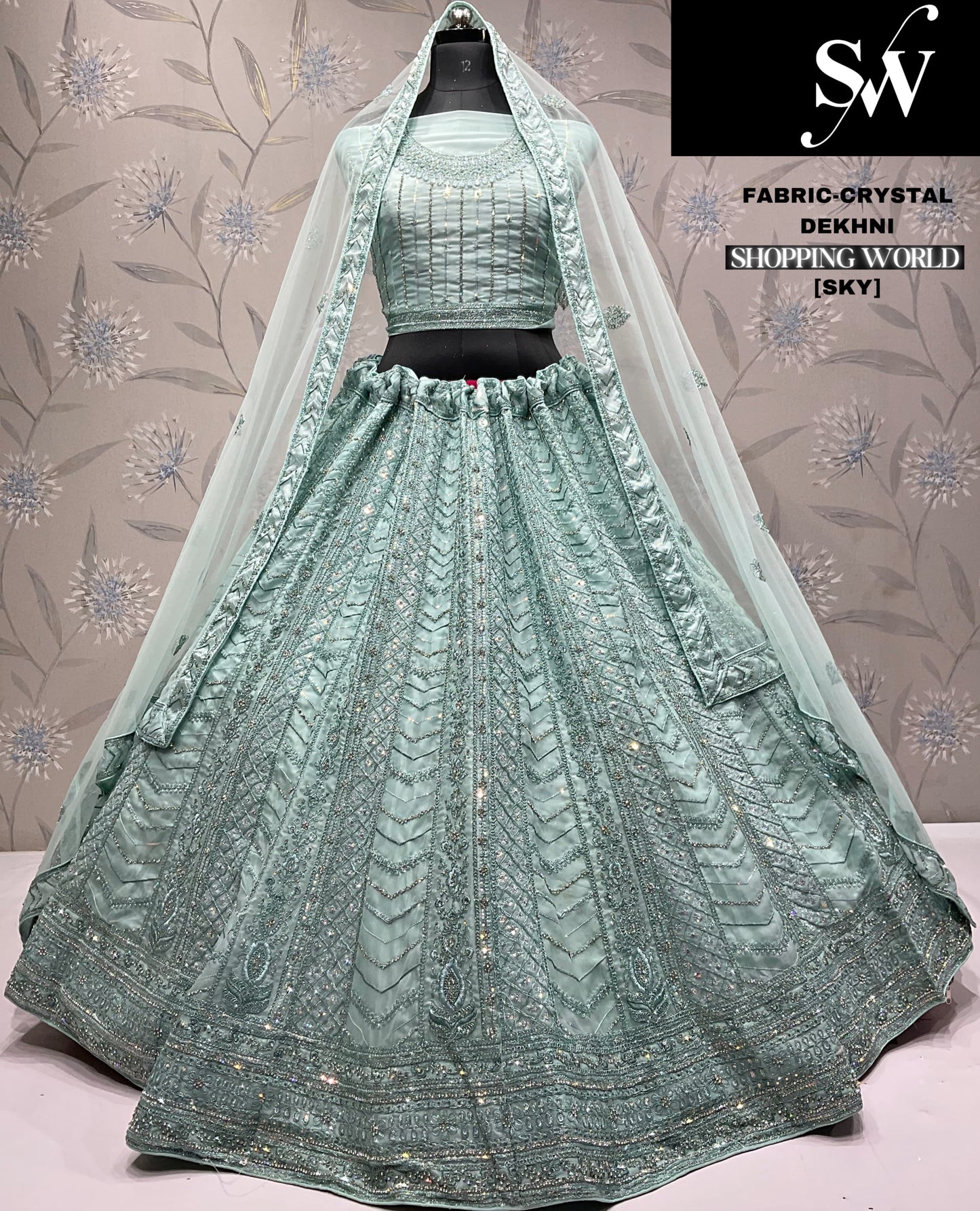 Charming peach Crystal Lehenga