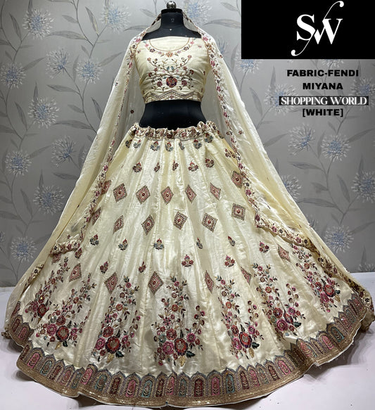 Pleasing white Fendi Lehenga