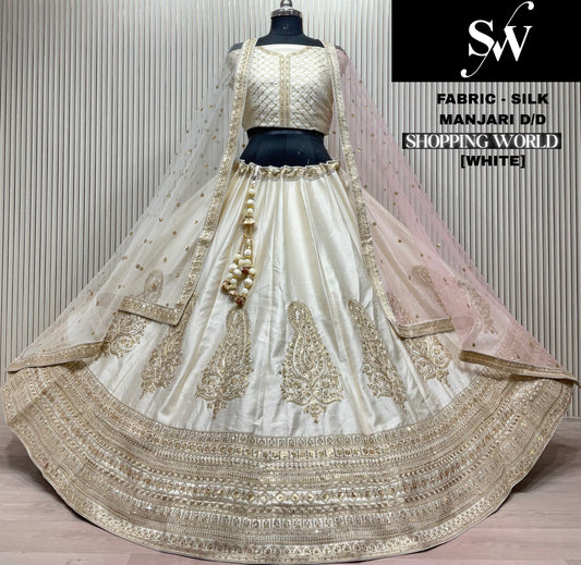 Attractive white Silk Lehenga