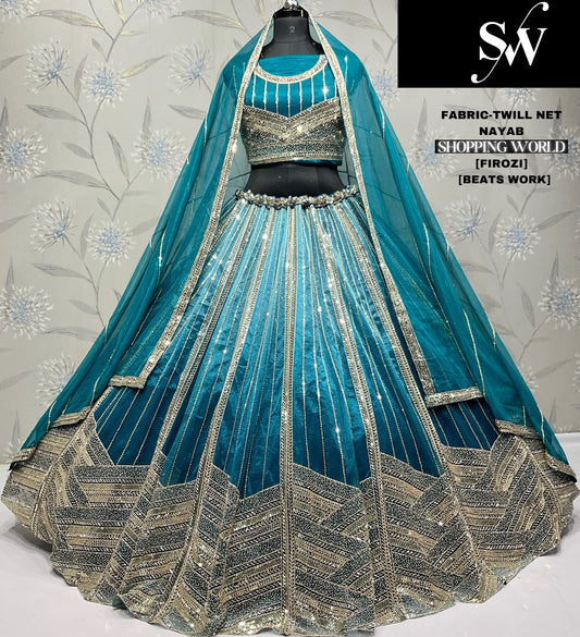 Designer mustard Twill Net Lehenga
