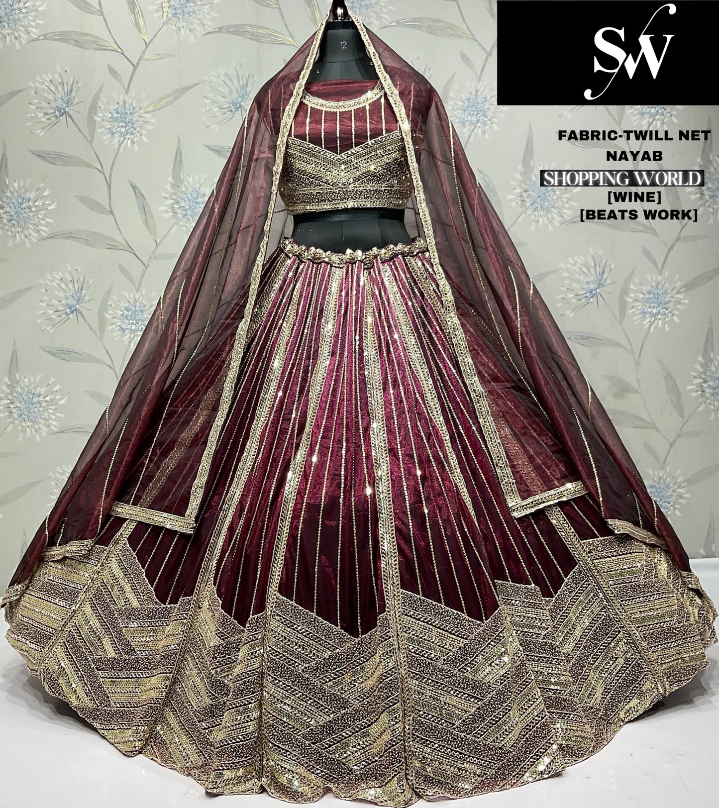 Designer mustard Twill Net Lehenga