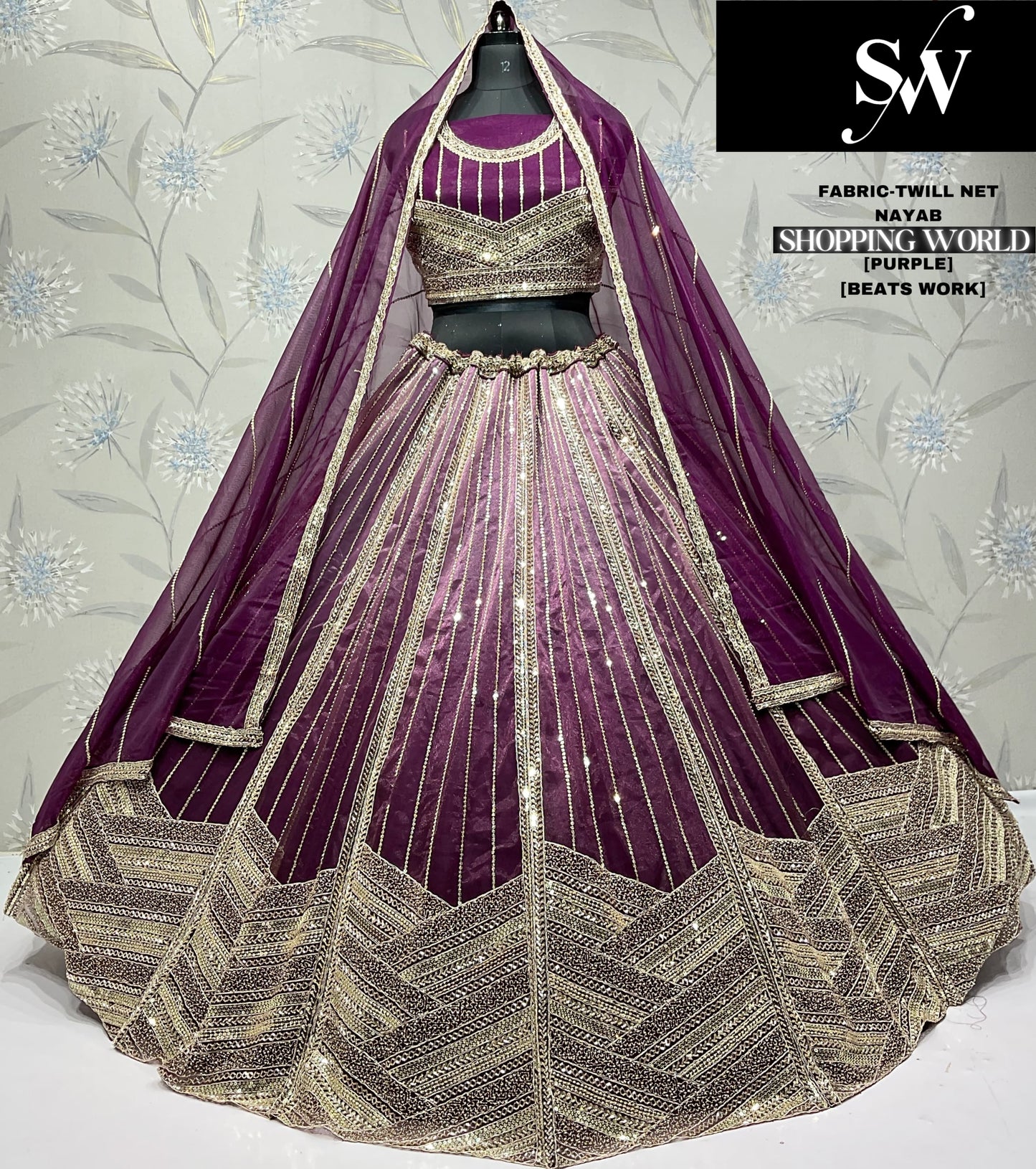 Gorgeous wine Twill Net Lehenga