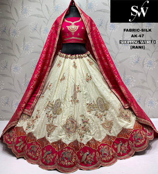 Attractive red Silk Lehenga