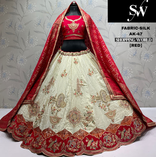 Astonishing Rani pink Silk Lehenga