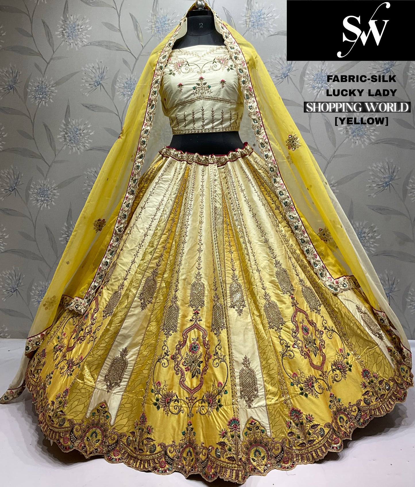 Embellished Sky blue Silk Lehenga