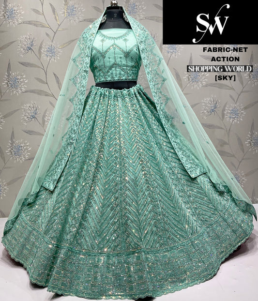 Elegant Lilac pink Net Lehenga