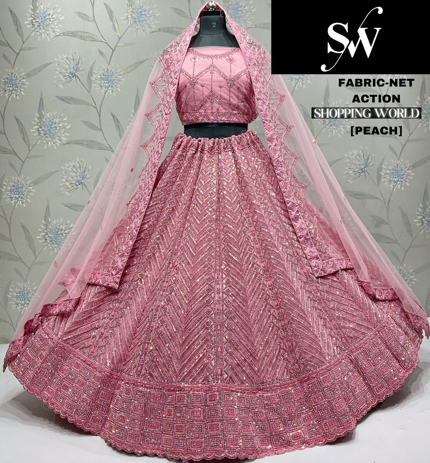 Elegant Lilac pink Net Lehenga