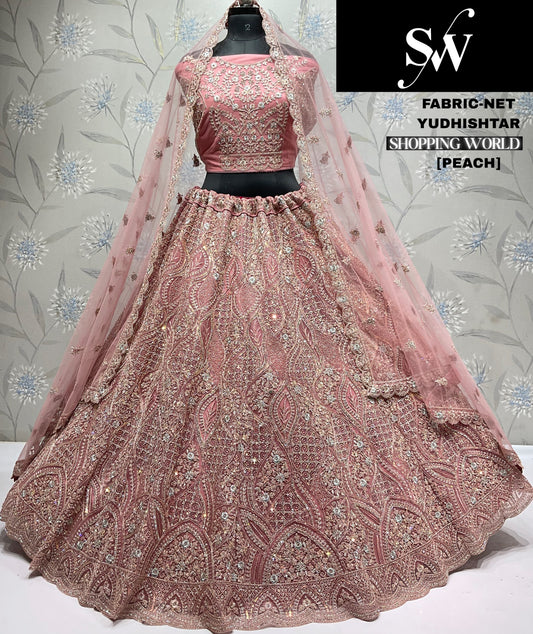 Stunning peach Net Lehenga