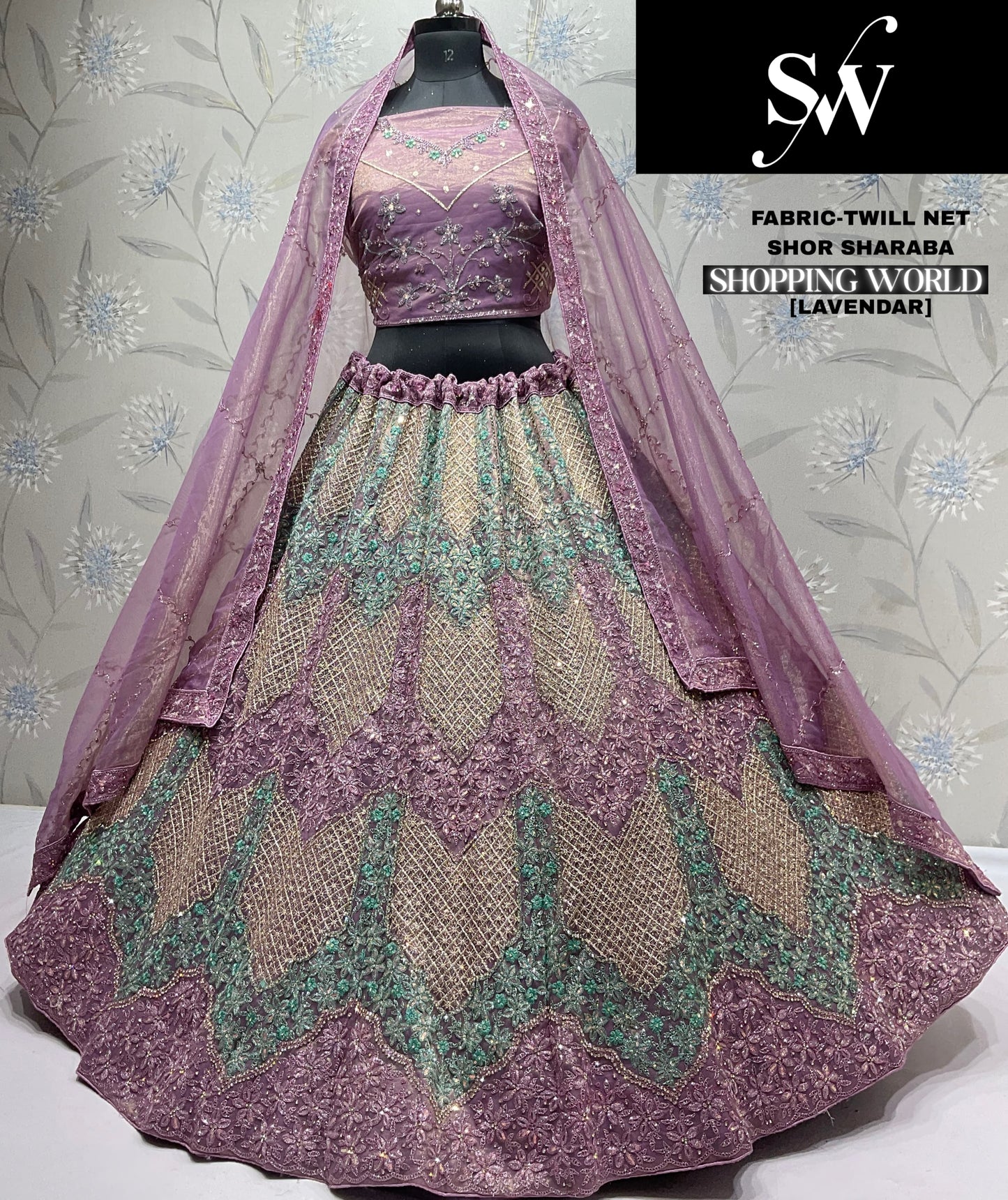 Awesome Sky green Twill Net Lehenga
