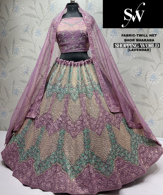 Engaging pink Twill Net Lehenga