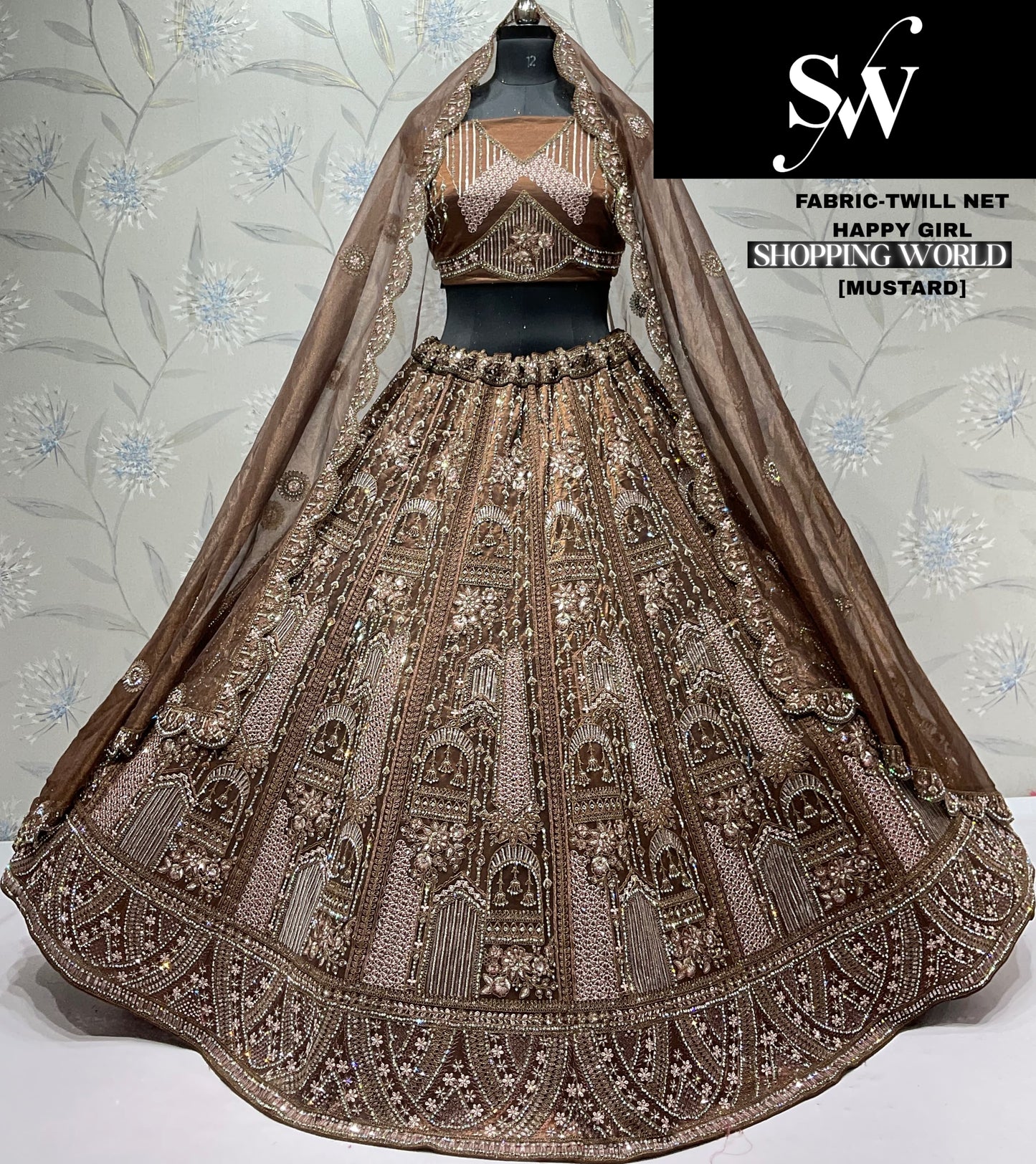Eye catching green Twill Net Lehenga