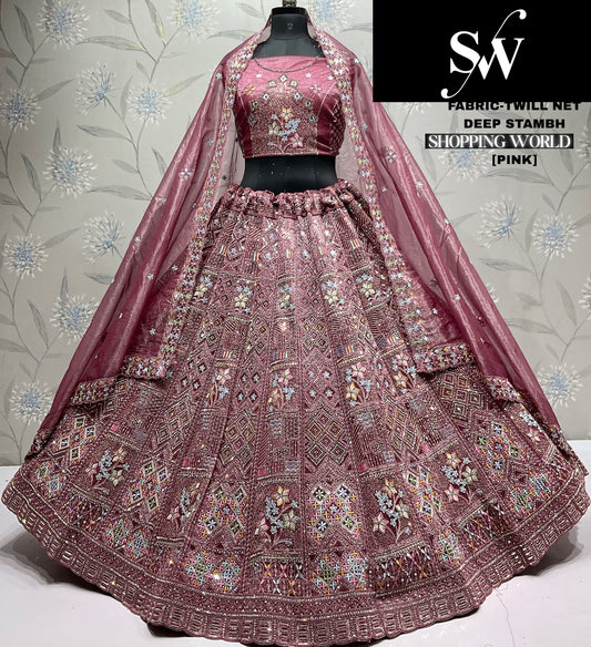 Lavishing mustard Twill Net Lehenga