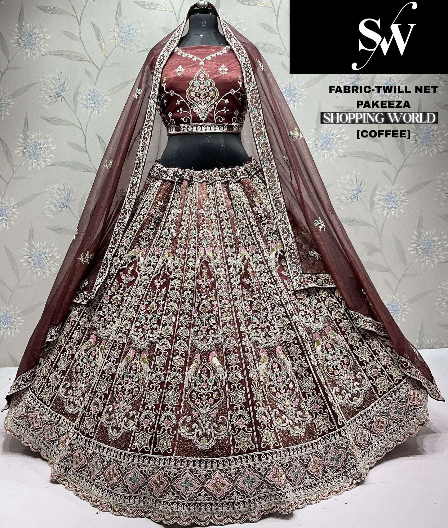 Pretty green Twill Net Lehenga