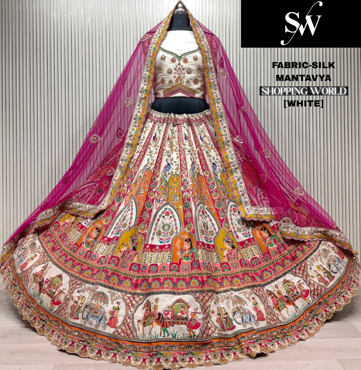 Elegant pink Silk bridal Lehenga